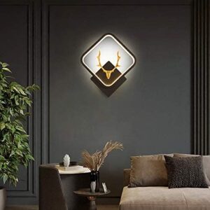 blissbells Metal LED Stag Wall Lamp (Stag Square), Black