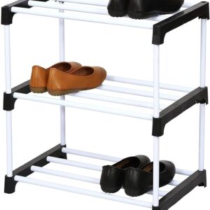 PulGos Multipurpose Portable Shoe Rack for Home Storage, Easy to Move & Assemble, Multicolor PVC and Plastic Rack with 3 Shelves, Versatile and Durable Shoe Organizer for Any Room