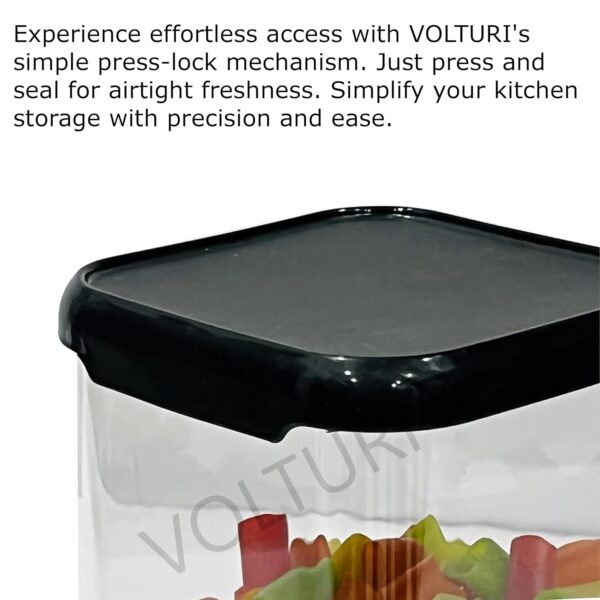 VOLTURI Air Tight Kitchen Containers Set of 6, Kitchen Storage Box for Pulses, Cereals, Grains, Dry Fruits, Pantry Organization, Kitchen Accessories Items for Home, Food Grade (1200 ML, Transparent) - Image 8