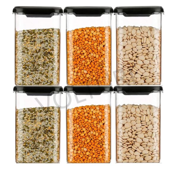 VOLTURI Air Tight Kitchen Containers Set of 6, Kitchen Storage Box for Pulses, Cereals, Grains, Dry Fruits, Pantry Organization, Kitchen Accessories Items for Home, Food Grade (1200 ML, Transparent) - Image 10