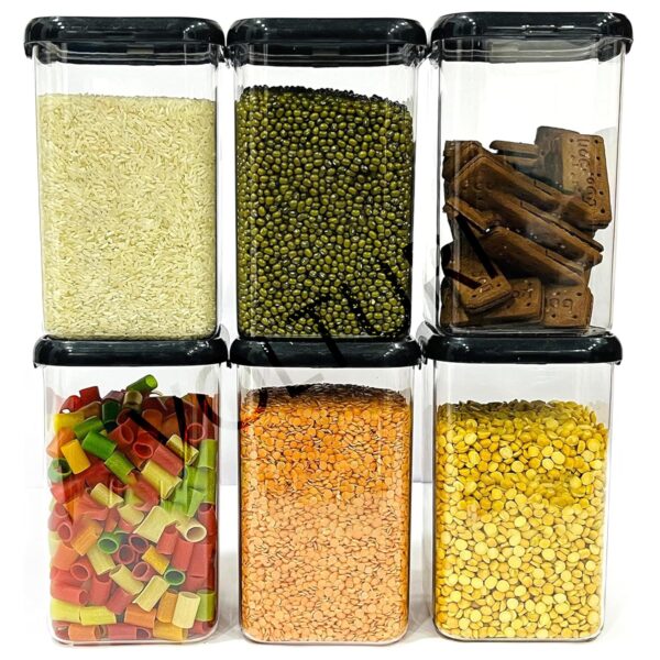 VOLTURI Air Tight Kitchen Containers Set of 6, Kitchen Storage Box for Pulses, Cereals, Grains, Dry Fruits, Pantry Organization, Kitchen Accessories Items for Home, Food Grade (1200 ML, Transparent) - Image 9